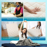 Japanese Futon Mattress, 100% Cotton, Foldable & Portable Floor Lounger Bed, Roll Up Sleeping Pad, Shikibuton, Made in Japan (White, Twin XL)